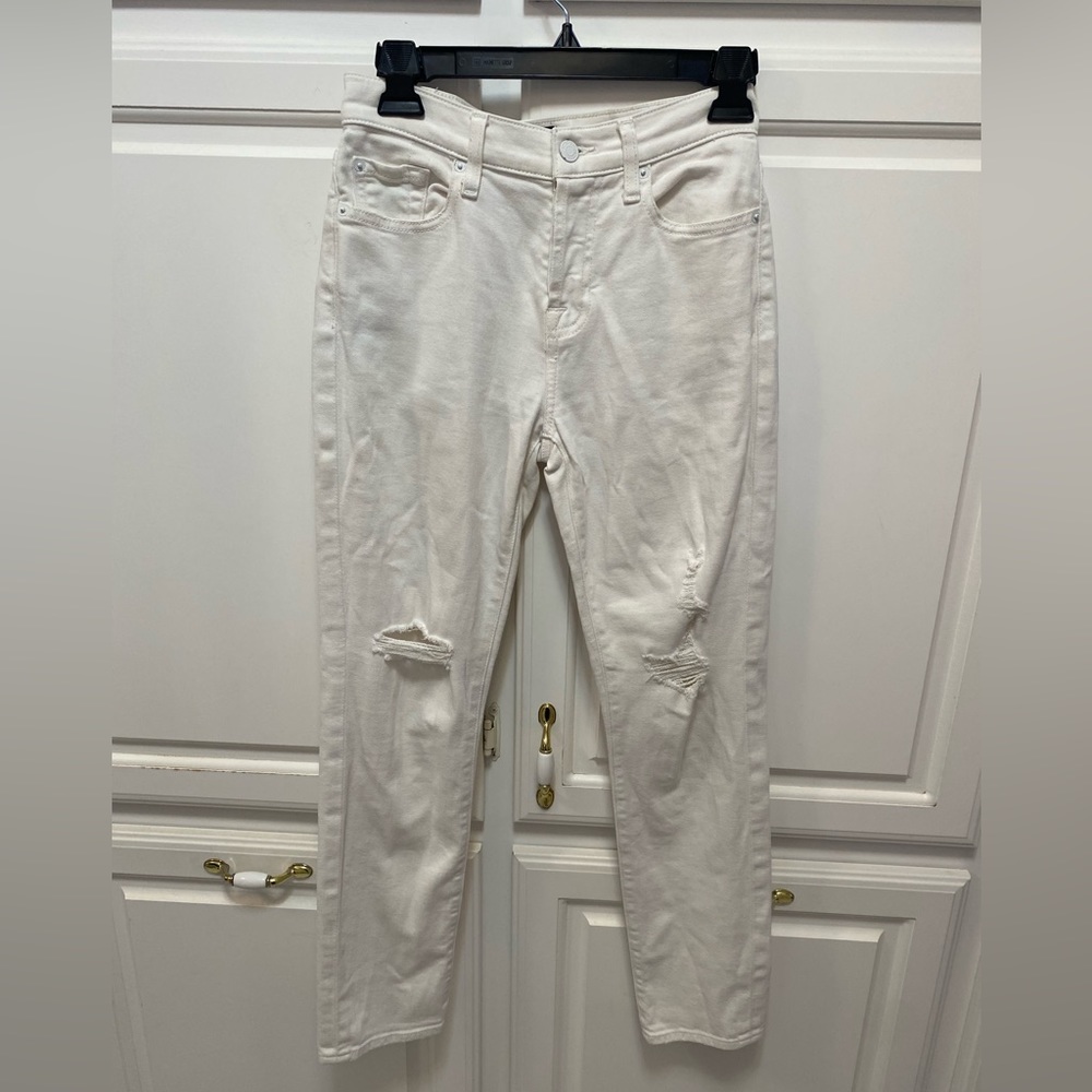 7 For All Mankind Luxe Vintage Josefina Distressed White Denim Jeans Size 25